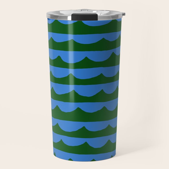 Thin Scalloped Line in blue and green Travel Mug Gallery Image 1