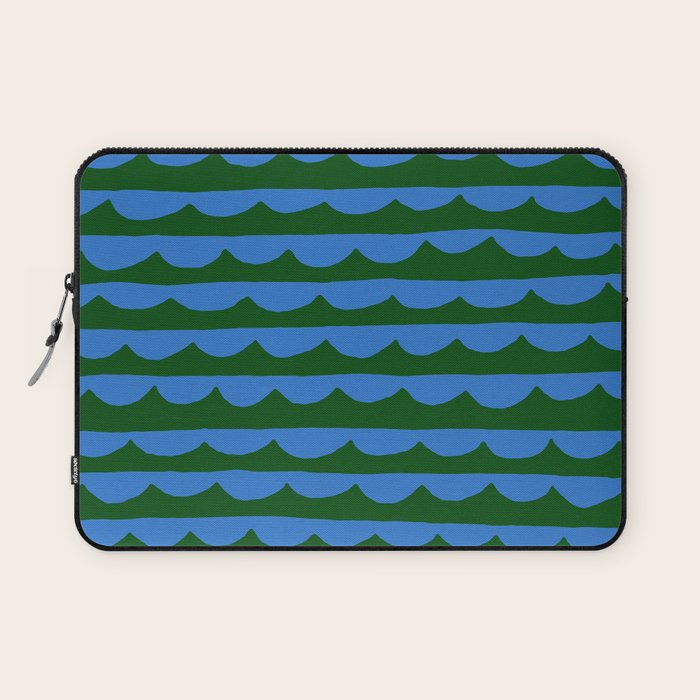 Thin Scalloped Line in blue and green Laptop Sleeve Gallery Image 1