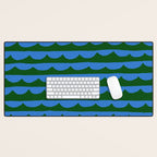 Thin Scalloped Line in blue and green Desk Mat Gallery Image 1