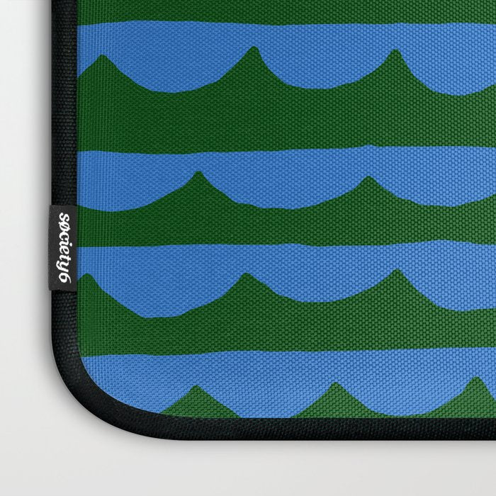 Thin Scalloped Line in blue and green Laptop Sleeve Gallery Image 3