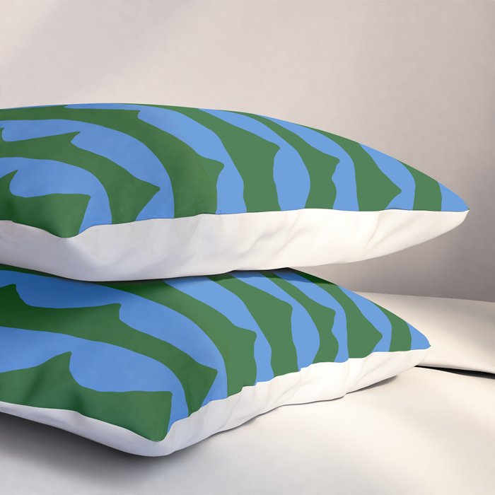 Thin Scalloped Line in blue and green Pillow Sham Gallery Image 3