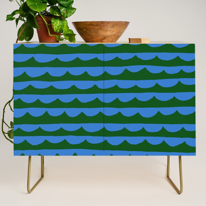Thin Scalloped Line in blue and green Credenza Gallery Image 1