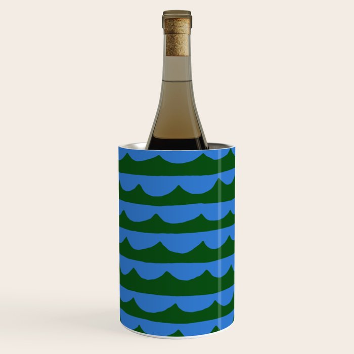 Thin Scalloped Line in blue and green Wine Chiller
