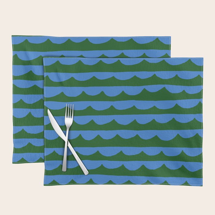 Thin Scalloped Line in blue and green Placemat Gallery Image 1