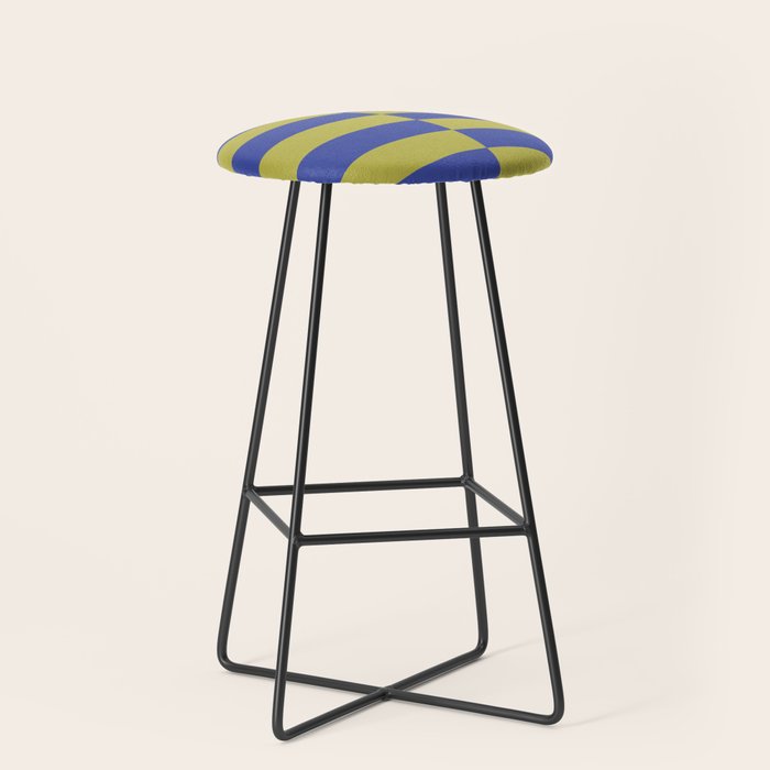 Bold Striped Pattern with Electric Cobalt and Chartreuse Colors Stool Gallery Image 1