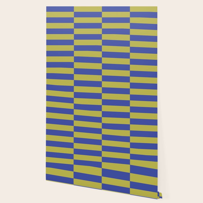 Bold Striped Pattern with Electric Cobalt and Chartreuse Colors Wallpaper Gallery Image 2