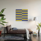 Bold Striped Pattern with Electric Cobalt and Chartreuse Colors Wood Wall Art Gallery Image 2