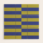Bold Striped Pattern with Electric Cobalt and Chartreuse Colors Wood Wall Art Gallery Image 1
