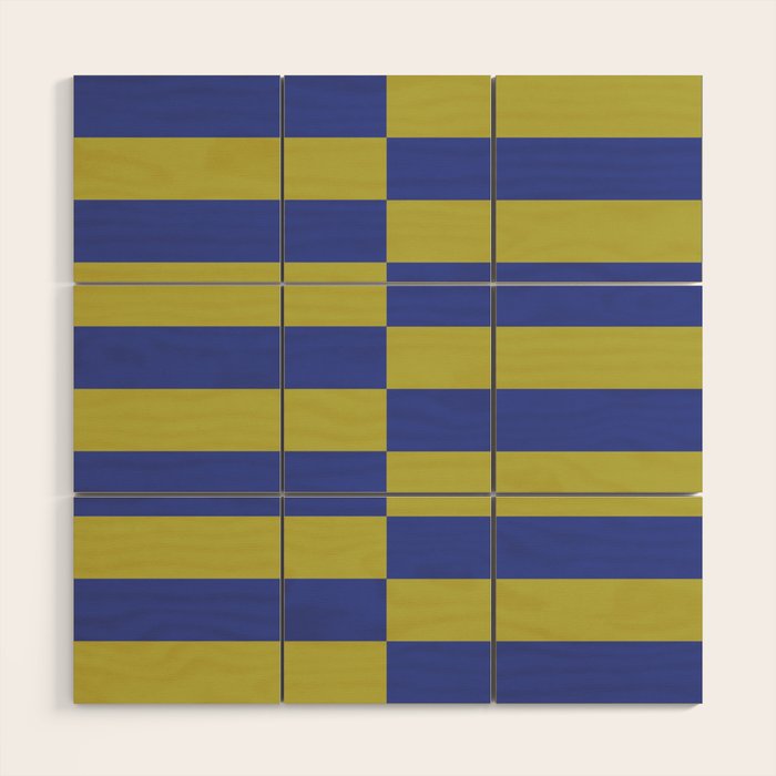 Bold Striped Pattern with Electric Cobalt and Chartreuse Colors Wood Wall Art Gallery Image 1