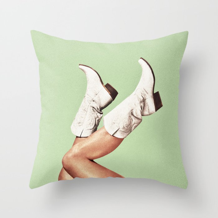 These Boots - Green Throw Pillow Gallery Image 1