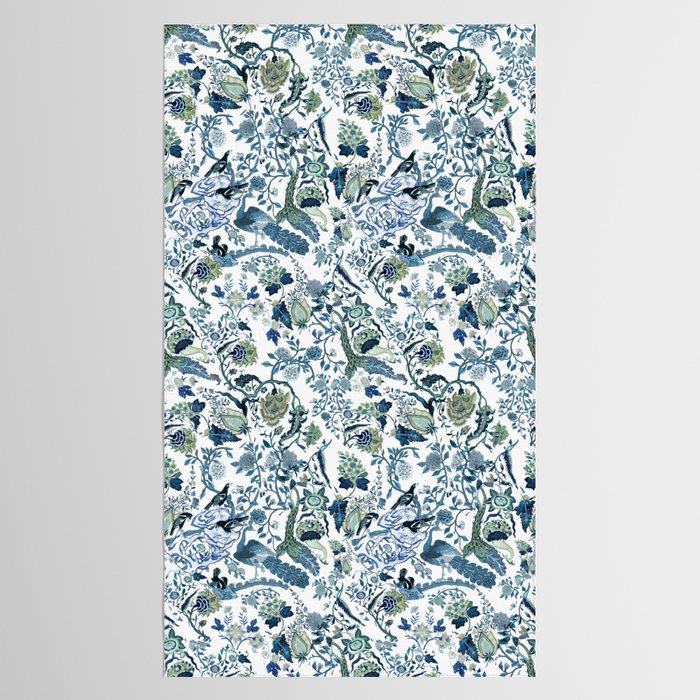 Blue vintage chinoiserie flora Tablecloth Gallery Image 2
