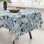 Blue vintage chinoiserie flora Tablecloth Gallery Image 3