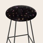 Spaces pattern with colourful stars moons and planets  Stool Gallery Image 2
