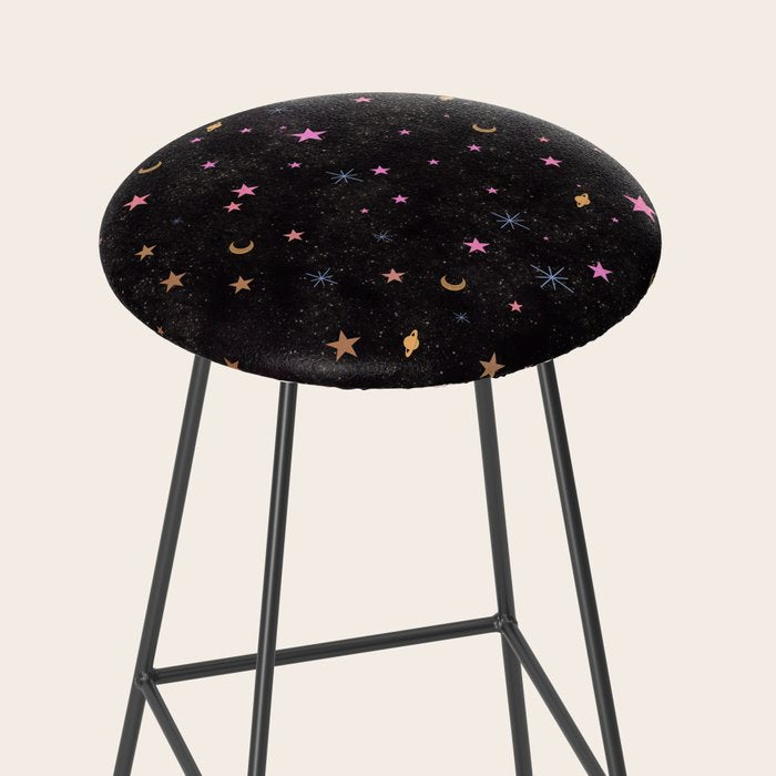 Spaces pattern with colourful stars moons and planets  Stool Gallery Image 2