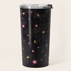 Spaces pattern with colourful stars moons and planets  Travel Mug Gallery Image 2