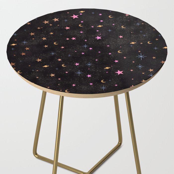 Spaces pattern with colourful stars moons and planets  Side Table Gallery Image 2