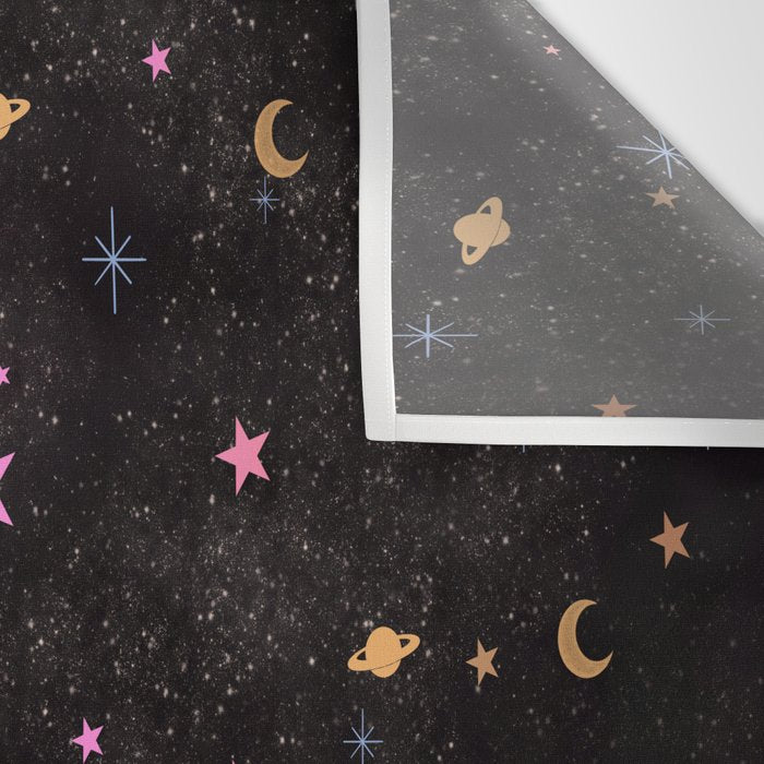 Spaces pattern with colourful stars moons and planets  Wall Tapestry Gallery Image 3