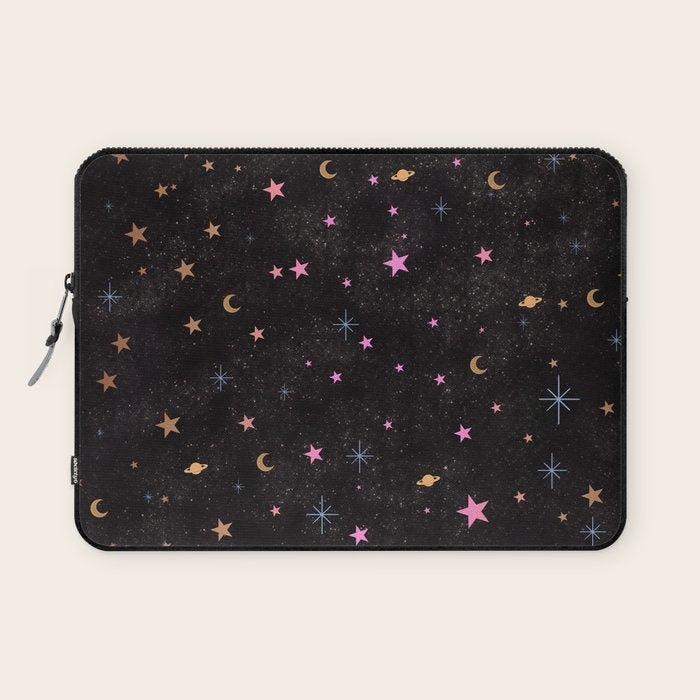 Spaces pattern with colourful stars moons and planets  Laptop Sleeve Gallery Image 1
