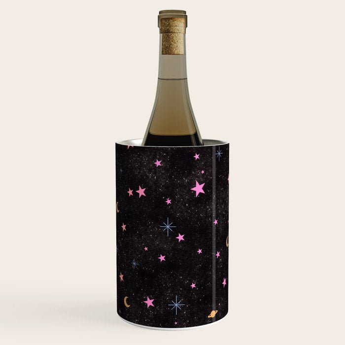 Spaces pattern with colourful stars moons and planets  Wine Chiller Gallery Image 1