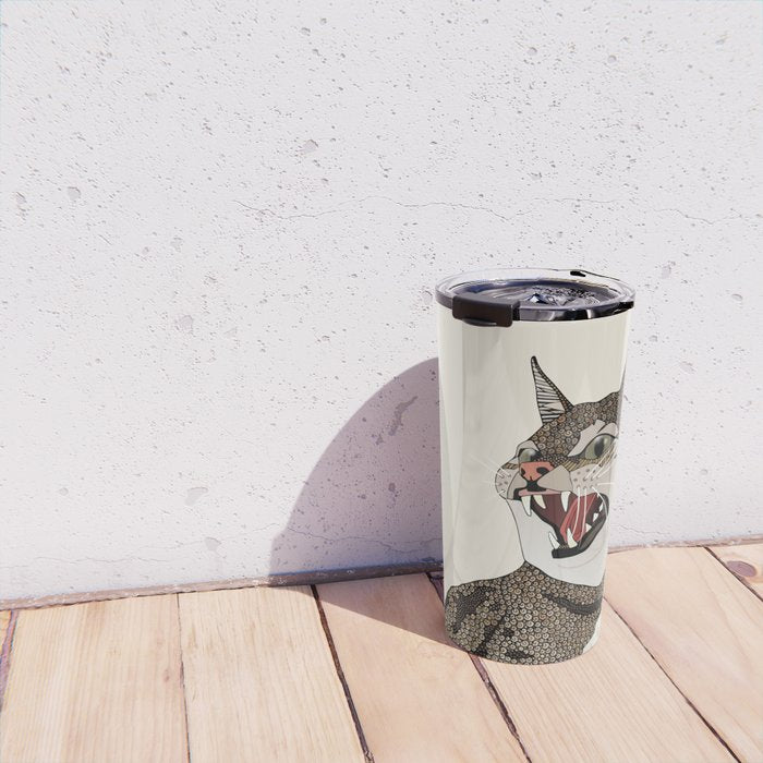 Indian desert cat off white Travel Mug Gallery Image 4
