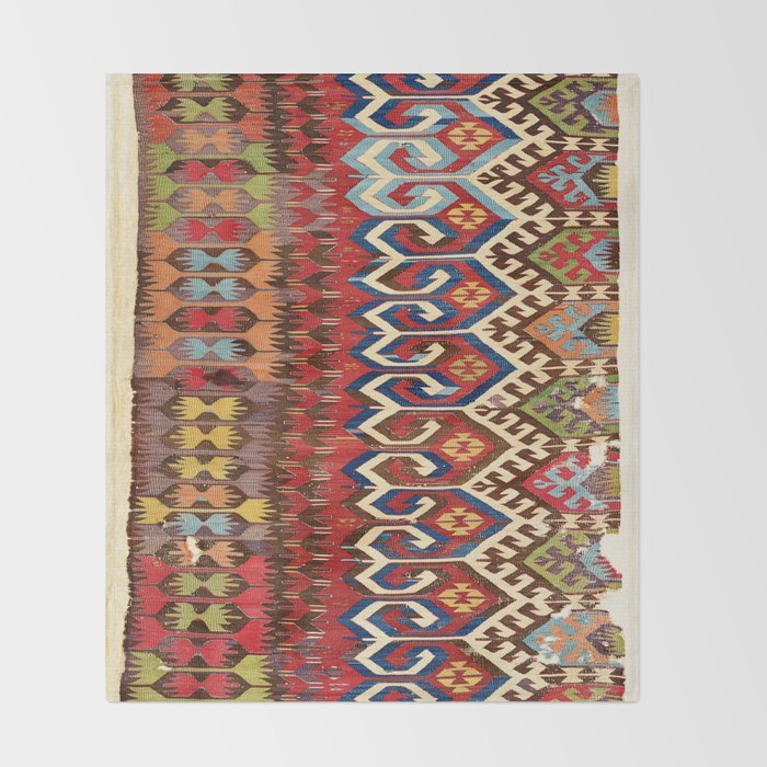 Hotamis Konya Central Anatolian Kilim Print ca. 1800 Throw Blanket Gallery Image 2