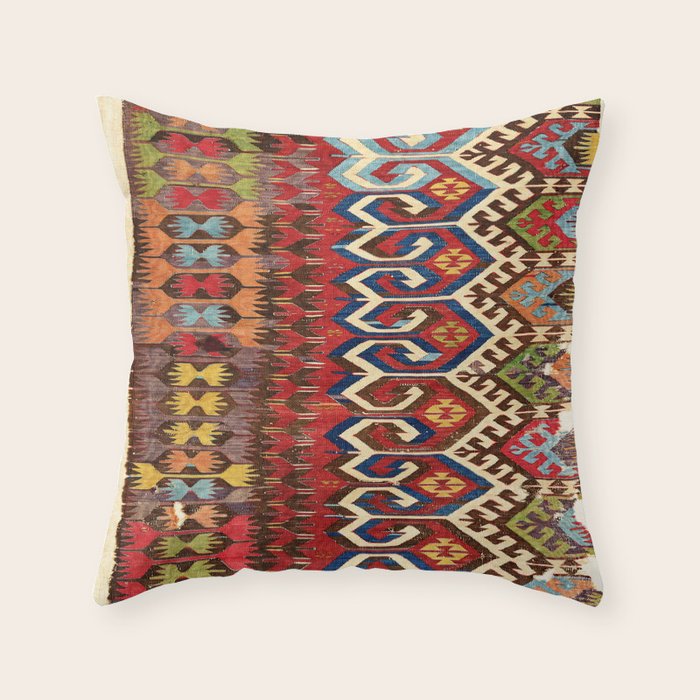 Hotamis Konya Central Anatolian Kilim Print ca. 1800 Throw Pillow Gallery Image 6