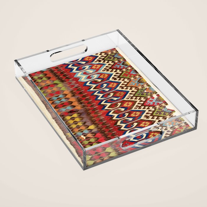 Hotamis Konya Central Anatolian Kilim Print ca. 1800 Acrylic Tray Gallery Image 1