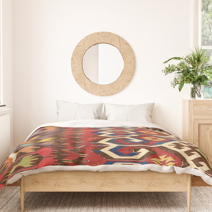 Hotamis Konya Central Anatolian Kilim Print ca. 1800 Duvet Cover Gallery Image 3