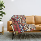 Hotamis Konya Central Anatolian Kilim Print ca. 1800 Throw Blanket Gallery Image 1