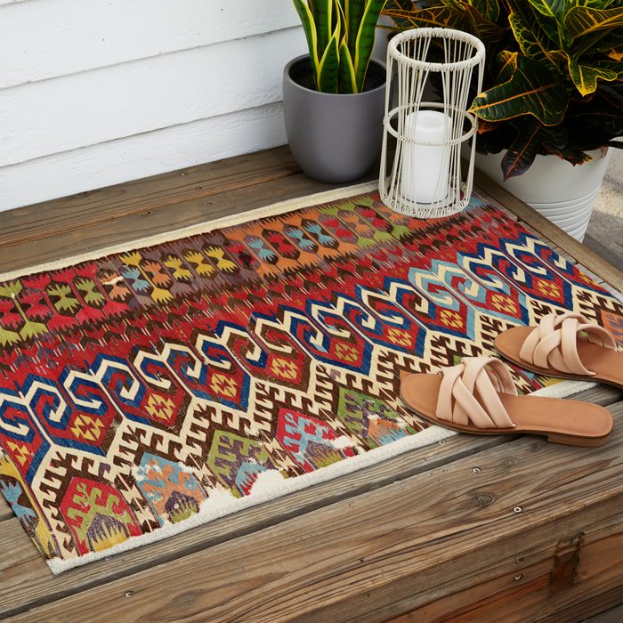Hotamis Konya Central Anatolian Kilim Print ca. 1800 Outdoor Rug Gallery Image 2