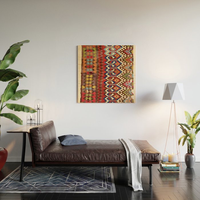 Hotamis Konya Central Anatolian Kilim Print ca. 1800 Wood Wall Art Gallery Image 2