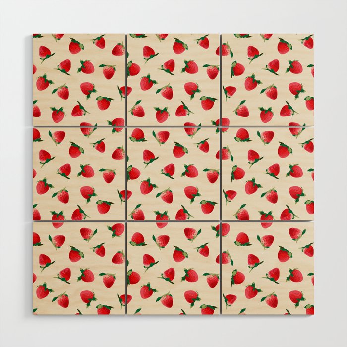 Strawberry pattern Wood Wall Art Gallery Image 1