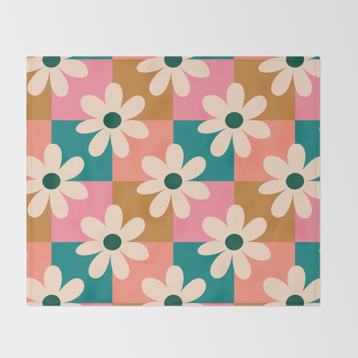Daisy checkered - colors  Throw Blanket Gallery Image 2