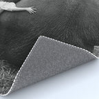 Odd Best Friends, Sweet Little Girl hugging elephant black and white photograph Rug Gallery Image 4