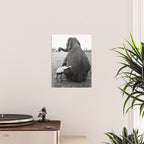 Odd Best Friends, Sweet Little Girl hugging elephant black and white photograph Poster Gallery Image 2