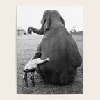 Odd Best Friends, Sweet Little Girl hugging elephant black and white photograph Poster Gallery Image 4