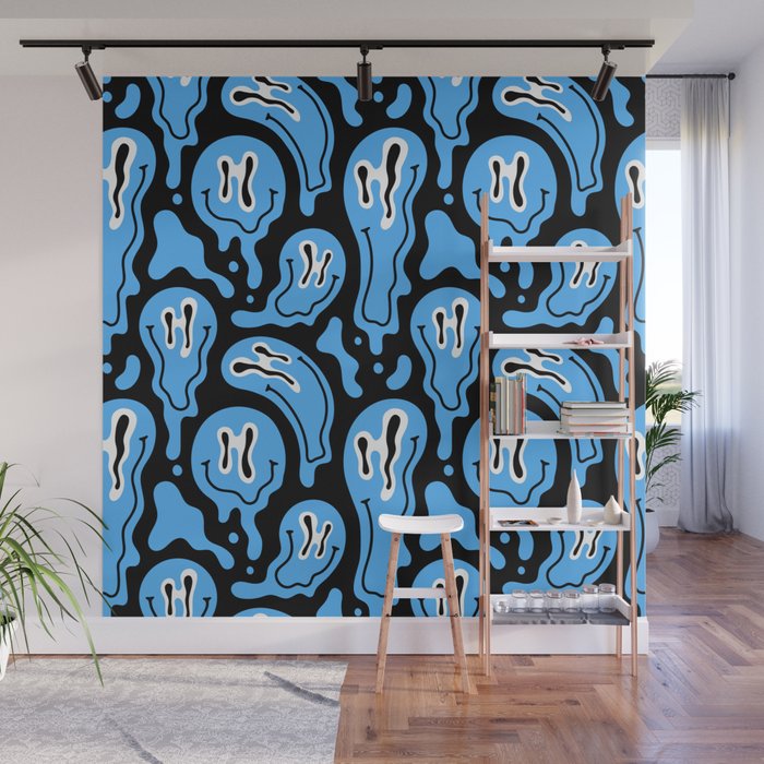 Funny smiling face pattern Wall Mural Gallery Image 1
