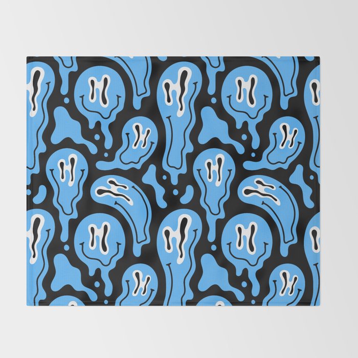 Funny smiling face pattern Throw Blanket Gallery Image 2