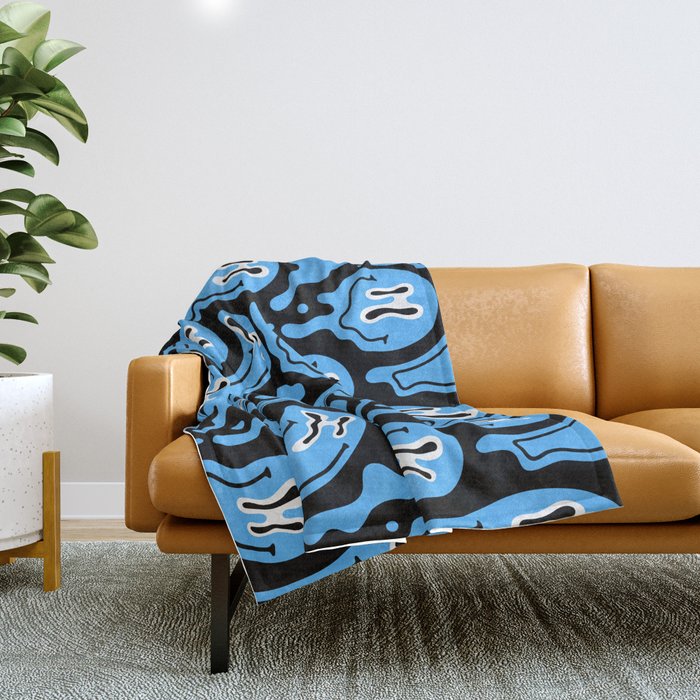 Funny smiling face pattern Throw Blanket Gallery Image 1