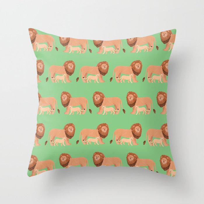 Father and Baby Lion Throw Pillow Gallery Image 1