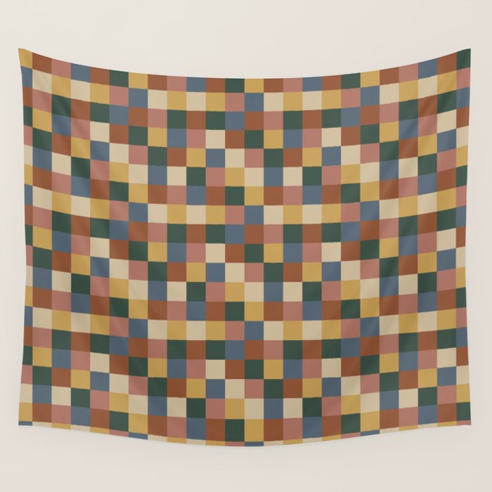 Bold Retro Checks Pattern - Small XI Wall Tapestry Gallery Image 4