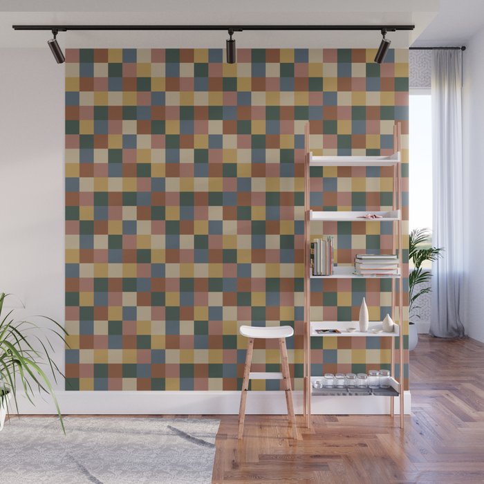 Bold Retro Checks Pattern - Small XI Wall Mural Gallery Image 1