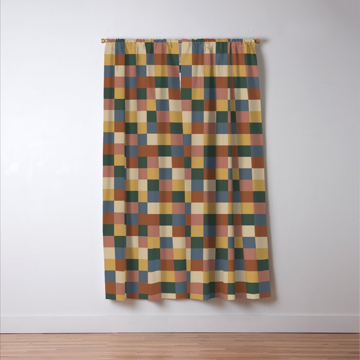 Bold Retro Checks Pattern - Small XI Window Curtain Gallery Image 3