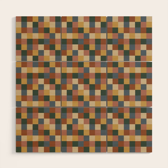 Bold Retro Checks Pattern - Small XI Wood Wall Art Gallery Image 1