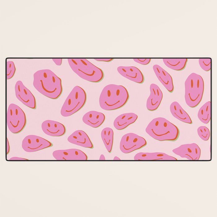 70s retro pink smiles pattern  Desk Mat Gallery Image 3
