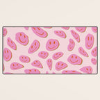 70s retro pink smiles pattern  Desk Mat Gallery Image 3
