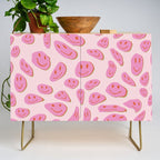 70s retro pink smiles pattern  Credenza Gallery Image 1