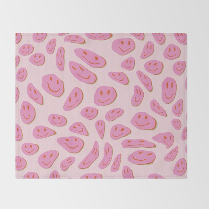 70s retro pink smiles pattern  Throw Blanket Gallery Image 2