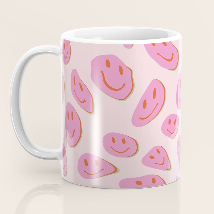 70s retro pink smiles pattern  Coffee Mug Gallery Image 3
