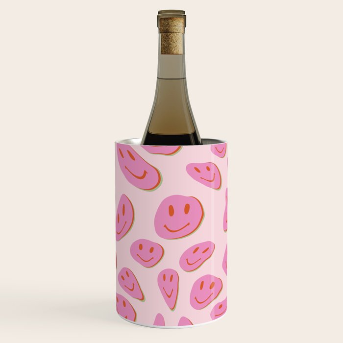 70s retro pink smiles pattern  Wine Chiller Gallery Image 1
